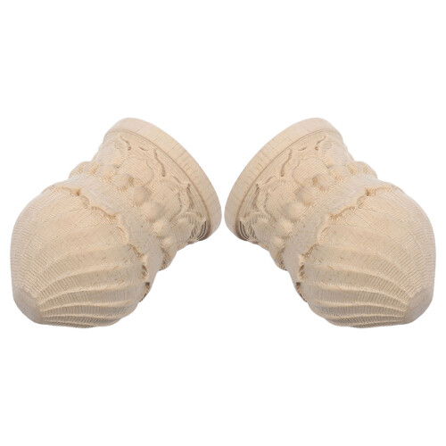 6Pièces Décorations Bois Ananas Rond Sculpté Main Beige Pour