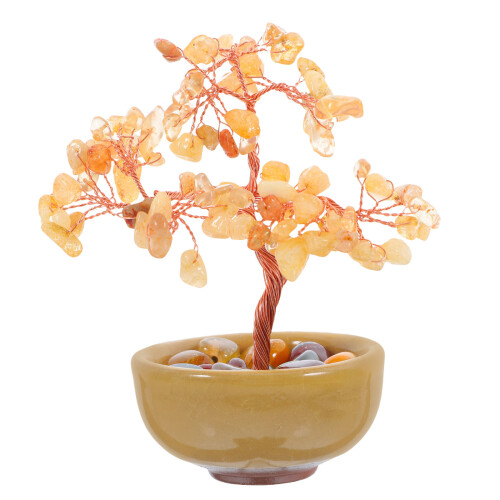 4Pièces Bonsai Cristal Rose Pierre Arbre Décor 1
