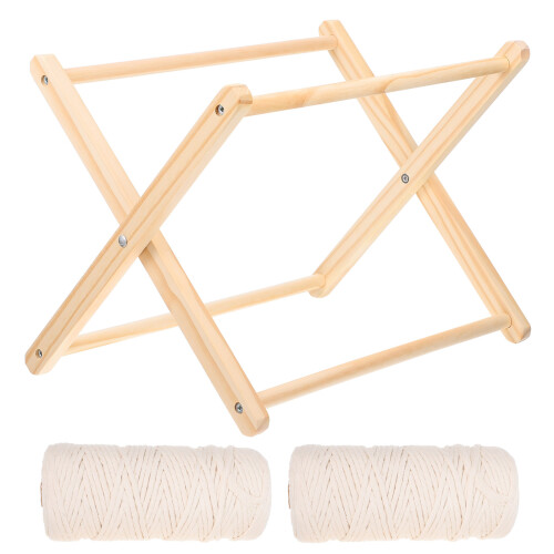 2Ensembles Râtelier De Rangement Artisanal Macramé En Bois 1