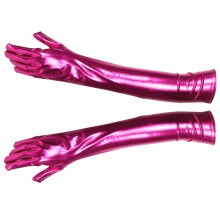 4Paare Rosafarbene Elastische Lacklederhandschuhe Für Kostüm Party