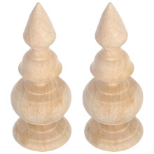4Pièces Embouts En Bois Naturel Khaki Pour Escalier Lit Décoratif