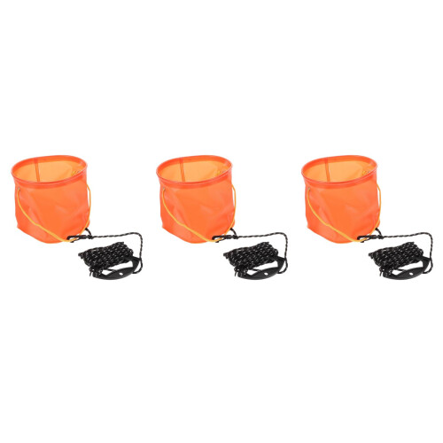 3Pièces Seau Multifonctionnel Eva Pliable Orange Avec 2