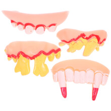 12Pcs Safe Rubber Fake Teeth Assorted Color Halloween Costume Decor