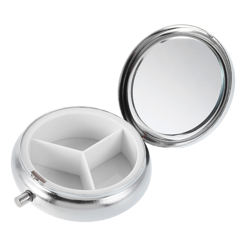 Aboofan 5Pcs Compact Silver Metal Pill Box With Divided Compartments For Home
