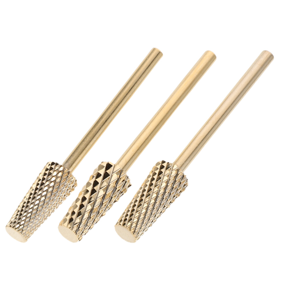 Ohphcall Golden 3Pcs Nail Drill Bits For Manicure Cuticle Removal And Nail Prep