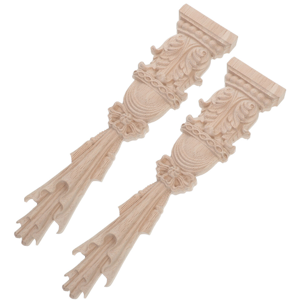 4Pcs Wood Decorative Appliques Unpainted Beige For Furniture Onlays 3562893310644
