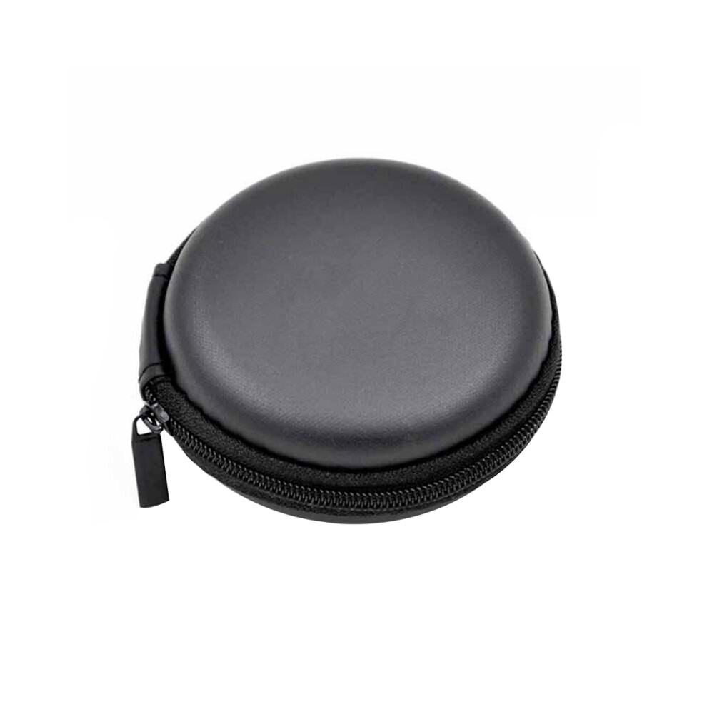 2Pcs Earphones Pouch Pu Eva Material Travel Organizer Black 3554268722190