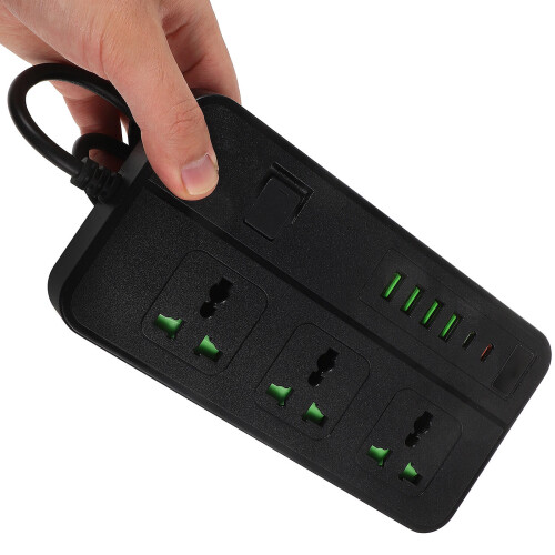 3Pcs USB Power Strip with Overload Protection Copper Black Extender 1