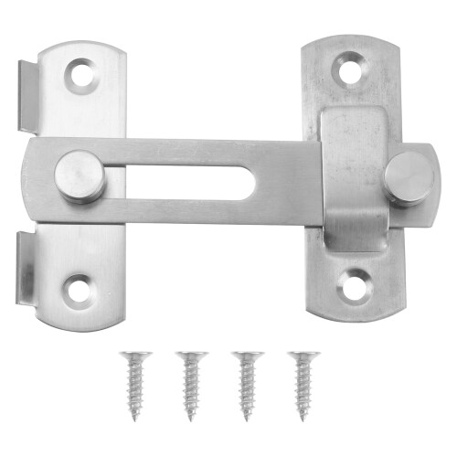 2Pcs Silver Steel Bolt Locking Hasp Door Latch for Window Cabinet Gate