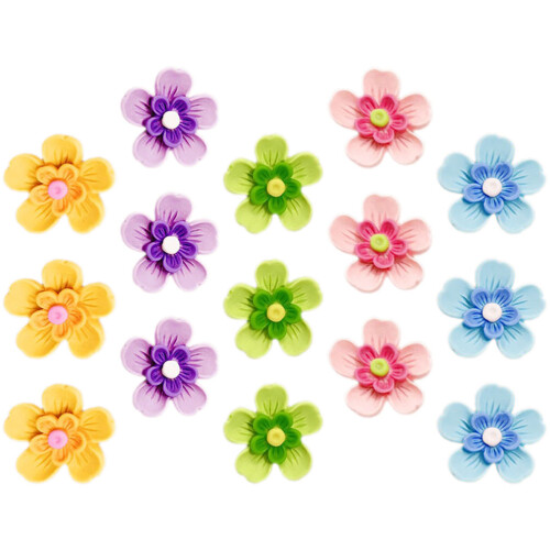 30Pcs Delicate Flower Shape Thumbtacks Resin Compact Pushpins Decor