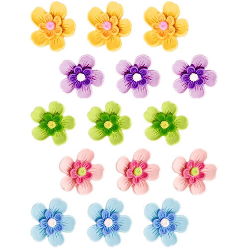 30Pcs Delicate Flower Shape Thumbtacks Resin Compact Pushpins Decor 1