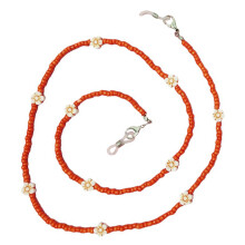 2Stk Orange Brillenband Maskenhalter Hochwertigen Perlen