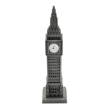 2Pcs Silver Metal Table Clock Tower Vintage London Landmark Decoration