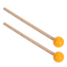 4Pairs Ergonomic Orange Wood Rubber Mallets for Drum Percussion Use