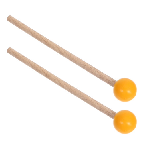 4Pairs Ergonomic Orange Wood Rubber Mallets for Drum Percussion Use