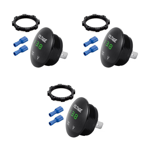 3Stk Digital Voltmeter 12V-24V Grün Wasserdicht 1