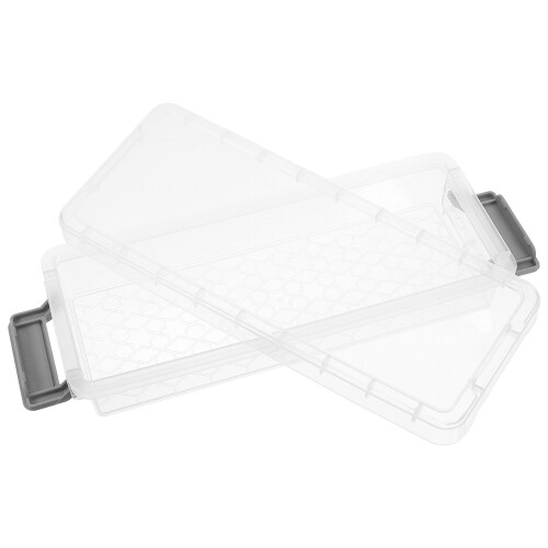 2Pcs Clear Pencil Storage Boxes Multipurpose Small Containers with Lid 1