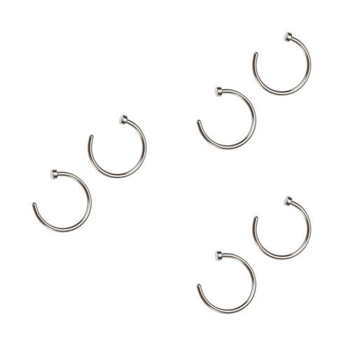 6Stk C-Förmiger Nasenring Silber Komfortables Design 2