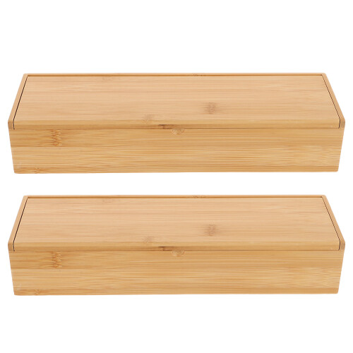 4Stk Bambus Organizer Box Mit Deckel, Besteck- Und Essstäbchenhalter