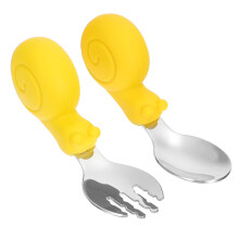 2Ensembles Ensemble Table Bébé Acier Silicone Fourchette