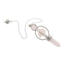 Kristallen Pendel Roze Met Koperen Hanger Voor En Yoga
