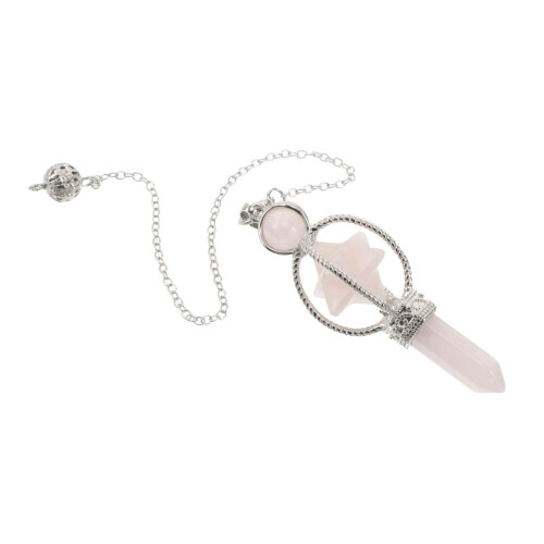 Pendule Hexagonal Naturel En Cristal Rose Pour Dowsing