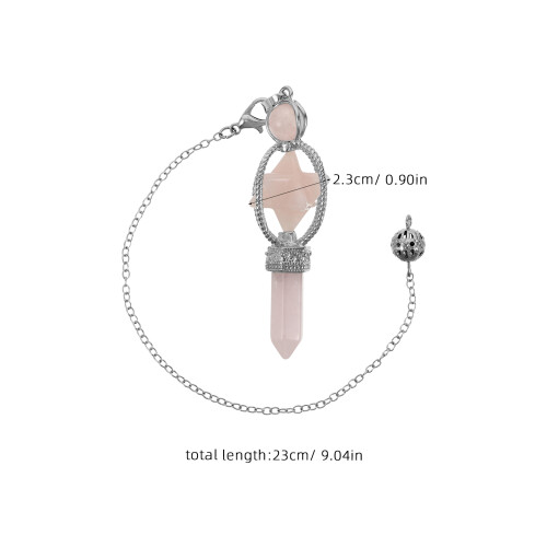 Pendule Hexagonal Naturel En Cristal Rose Pour Dowsing 2