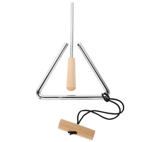 4Pièces Triangle Percussion En Fer Argenté Baguette Bois Portable 1