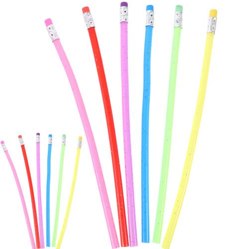 36Pcs Assorted Color PVC Bendable Novelty Writing Pencils