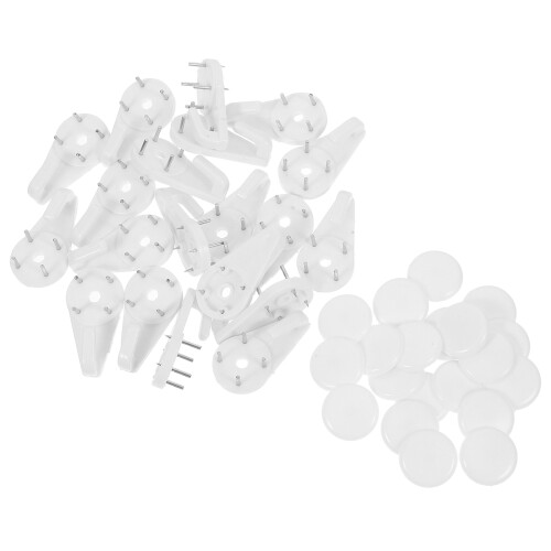 80Sets White Invisible Picture Hooks Plastic Reusable Wall Hanging Kit 2