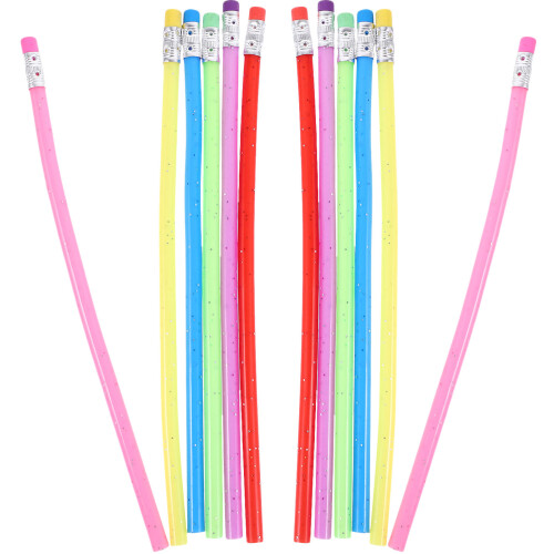 36Pcs Assorted Color PVC Bendable Novelty Writing Pencils 2