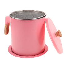 2Pcs Pink Steel Oil Filter Pot for Kitchen with Drip-Free Spout