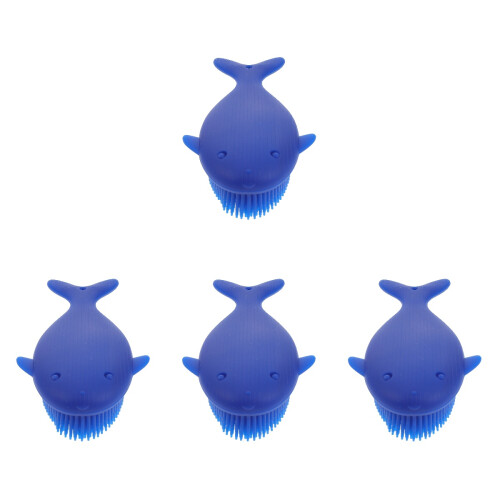 4Pcs Silicone Baby Scrubber Dark Blue Gentle Bath Tool 1