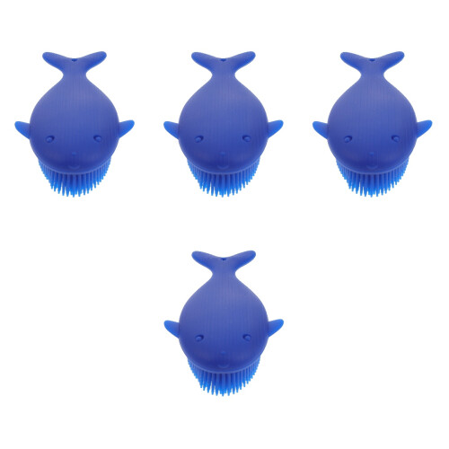 4Pcs Silicone Baby Scrubber Dark Blue Gentle Bath Tool 2