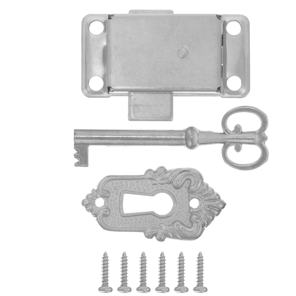 2Sets Silver Retro Desk Drawer Lock Iron Zinc Alloy Durable Design 3562893314475