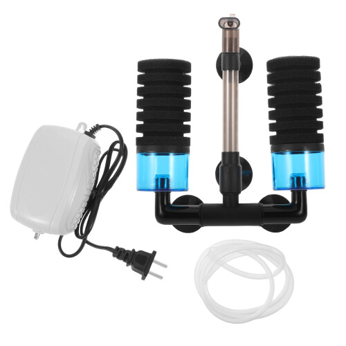 Efficient Aquarium Air Pump Filter with Sponge and Ceramic Media