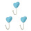 3Pcs Sky-Blue Heart Wall Hooks Ceramic Door Back Strong Adhesive Hooks 9