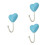 3Pcs Sky-Blue Heart Wall Hooks Ceramic Door Back Strong Adhesive Hooks 7