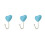 3Pcs Sky-Blue Heart Wall Hooks Ceramic Door Back Strong Adhesive Hooks 5
