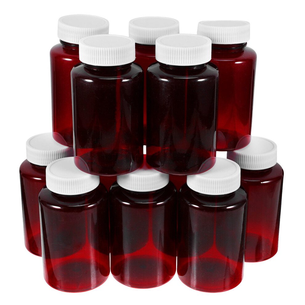 Totority Dark/Red 24Pcs Portable Pet Empty Medicine Bottles Sealed Caps