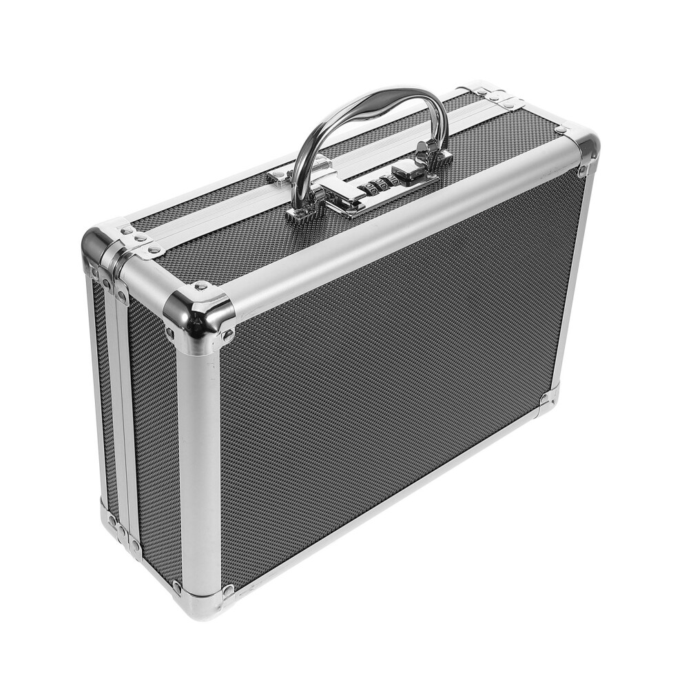 2Pcs Portable Aluminum Alloy Tool Case Black Locking Toolbox Organizer 3342071309673