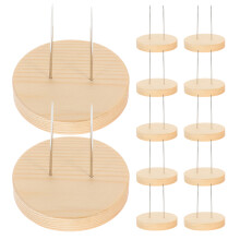 24Pcs Khaki Wood Base Doll Support Stand with Dual Needle Display Rack