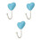 3Pcs Sky-Blue Heart Wall Hooks Ceramic Door Back Strong Adhesive Hooks 10