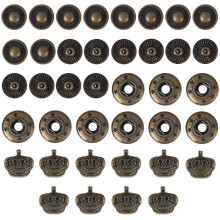20Sets Dark Brown Metal DIY Snap Buttons for Clothes, Bags, and Crafts