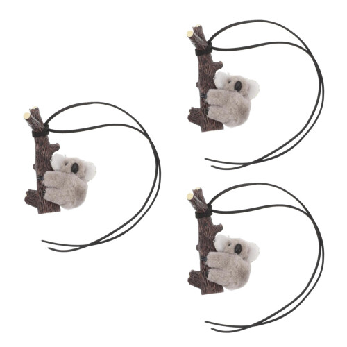 3Pcs Stylish Grey Plush Interior Rearview Mirror Pendant 1
