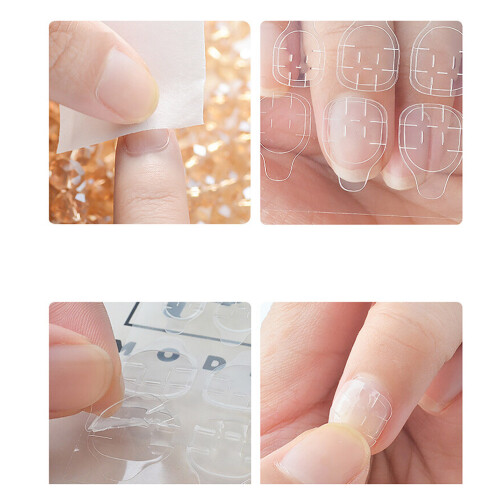 24Pcs Easy Apply Transparent Nail Glue Stickers Double-Sided Nail Tips 2