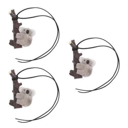 3Pcs Stylish Grey Plush Interior Rearview Mirror Pendant 2