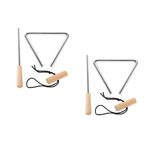 2Pcs Handheld Silver Iron Triangle for Music Education and Bands 2