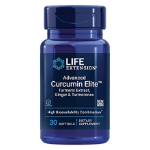 Life Extension, Curcumin Elite Avançado, Extrato de Turmeira, Gengibre e Turmerones, 30 Softgels