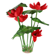 2Stk Aquarium Kunststoff Rote Plastik Pflanzen Mit Lotusblume